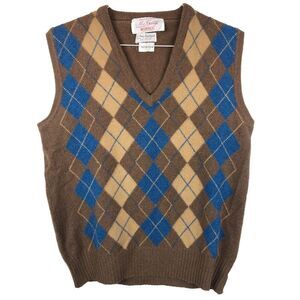 McGeorge of Dumfries Mens 100% Lambswool Vest Size 42" Argyle Brown Grandpacore